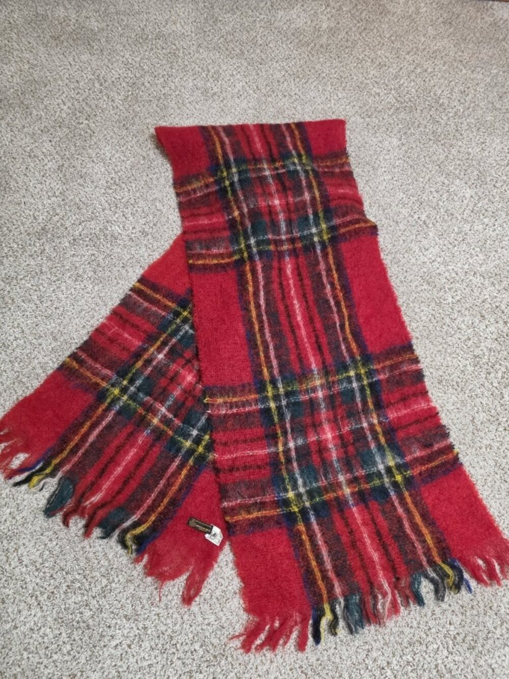 VTG Hudson's Detroit Mohair Stole Scarf  96" x 18" Royal Stewart Tartan Scotland